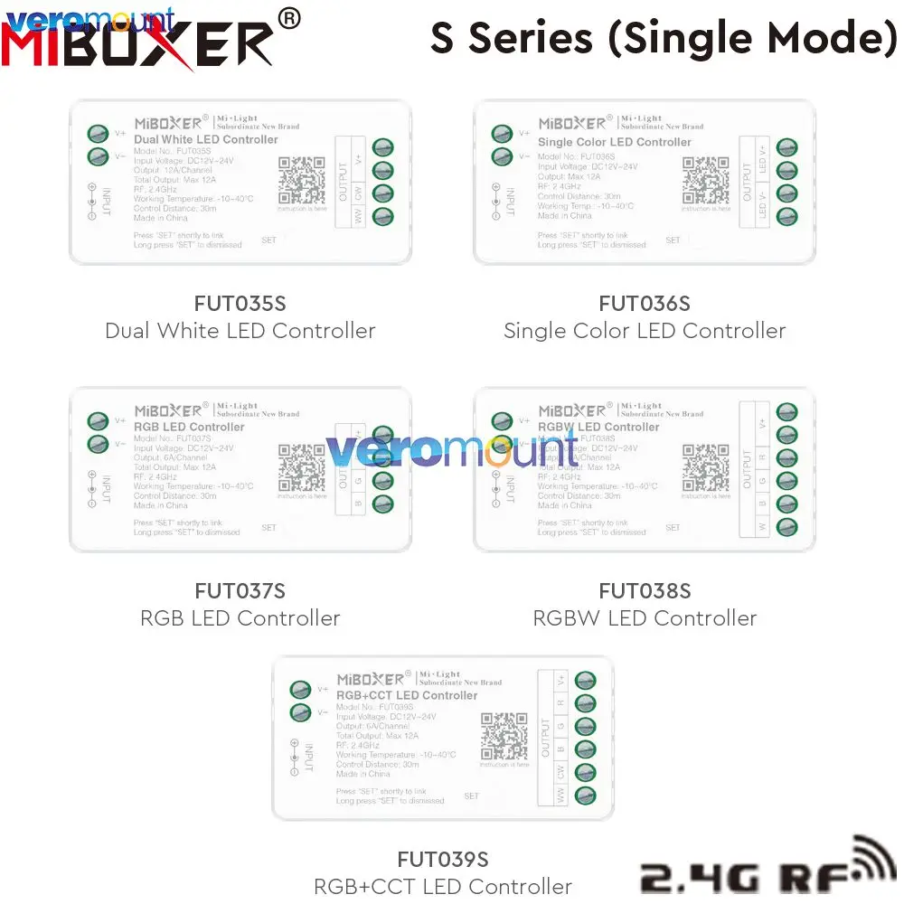 MiBoxer 2.4G DC12-24V mini LED Controller FUT035S FUT036S FUT037S FUT038S FUT039S for Single Color CCT RGB RGBW RGBCCT LED Strip