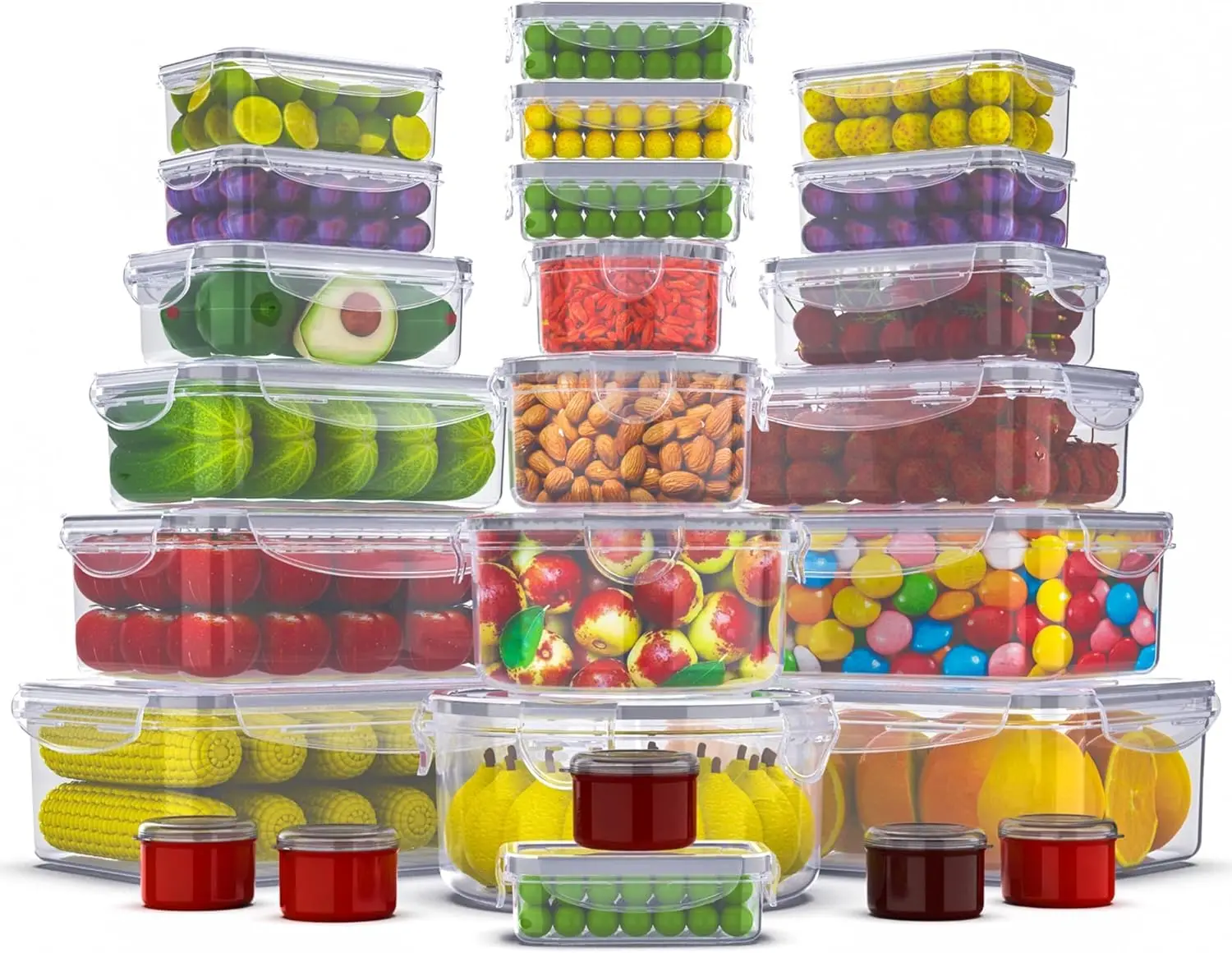 50 Pcs Large Food Storage Containers with Lids Airtight-85 OZ to small Containers-Total 526OZ Stackable Kitchen Set