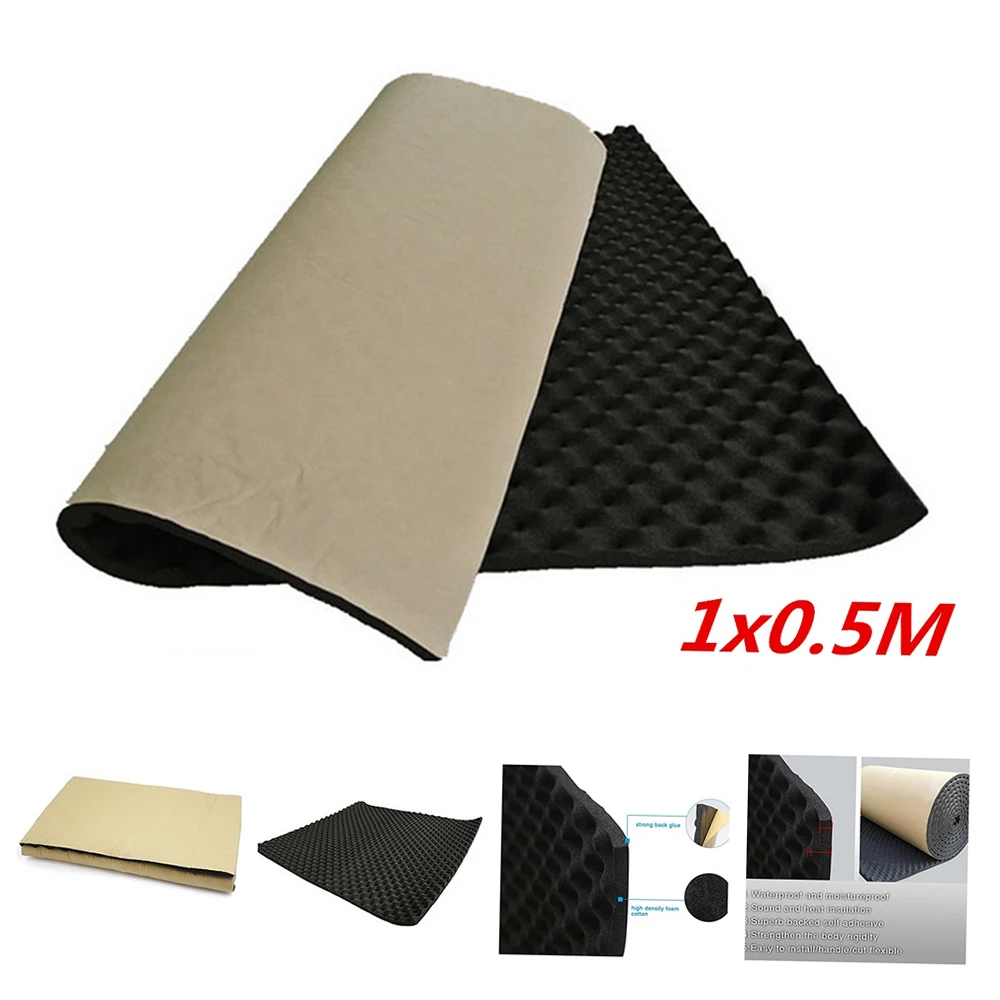Geluidsdempende mat, geluidsisolatie voor auto's, akoestisch dempend schuim, subwooferpad, 20 mm, 500 x 1000 mm.