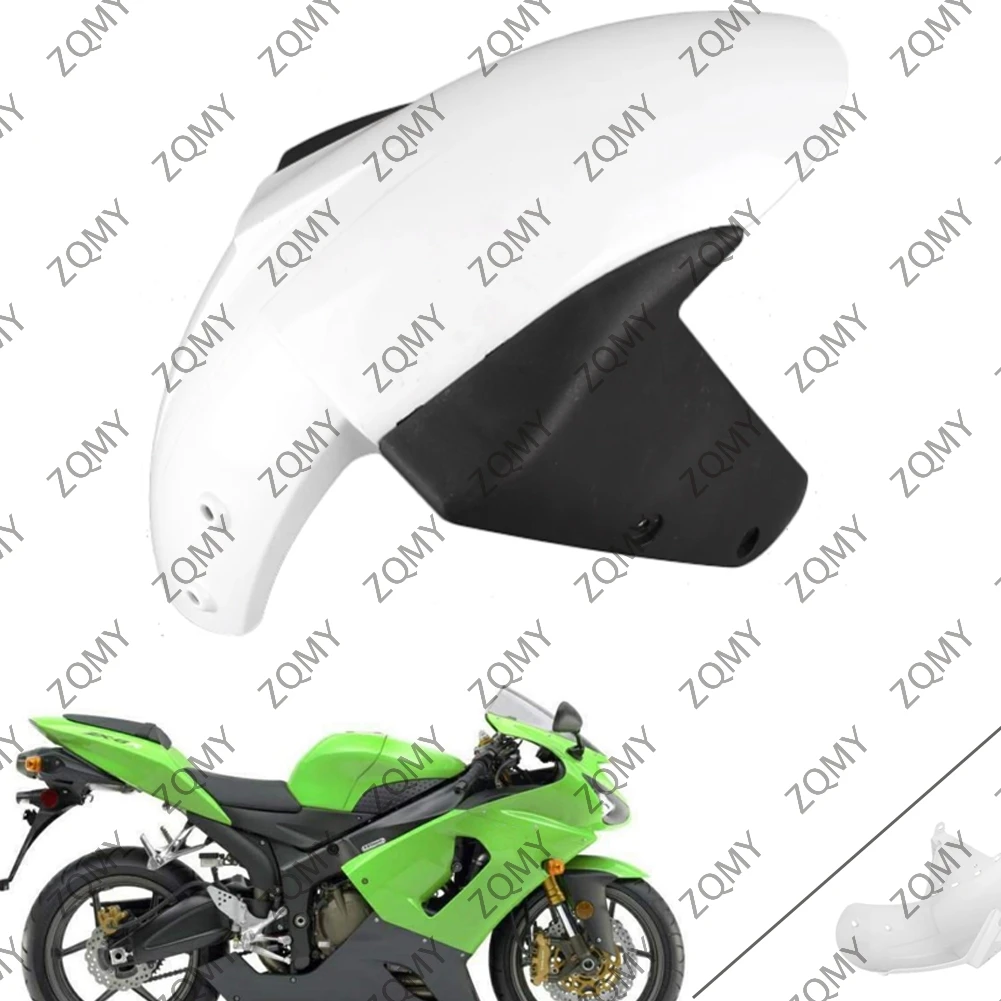 

Motorcycle Unpainted White Front Wheel Fender Mudguard Splash Extension Extender Fairing Cover For Kawasaki Ninja ZX-6R 2005