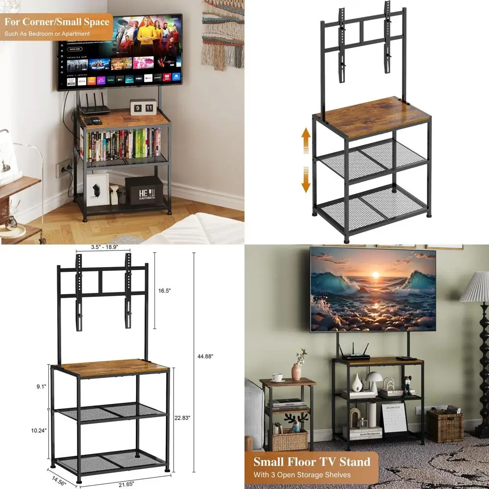 

Тумба под телевизор в деревенском стиле, коричневая, 23-50 дюймов, с местом для хранения, для небольших помещений, гостиной или спальни