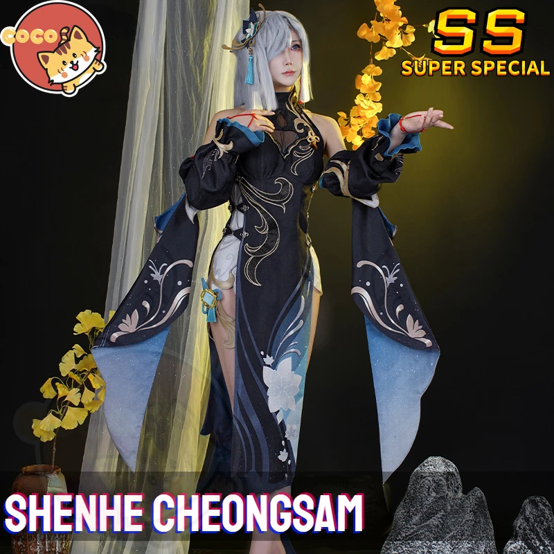 Genshin Impact Shenhe Cheongsam Cosplay Game Genshin Impact Cosplay Shen He Lantern Rite Costume Shenhe Cosplay Wig CoCos-SS