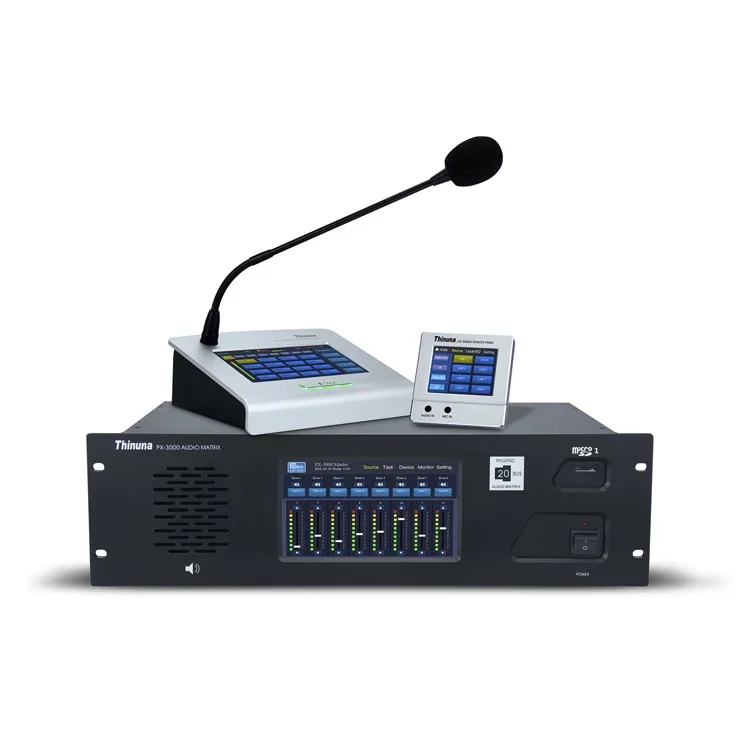 

Thinuna PX-3000 Professional Sound Music 8*8 Channel Multi Zones Whole 20 Bus Audio Matrix Host for Public Address System