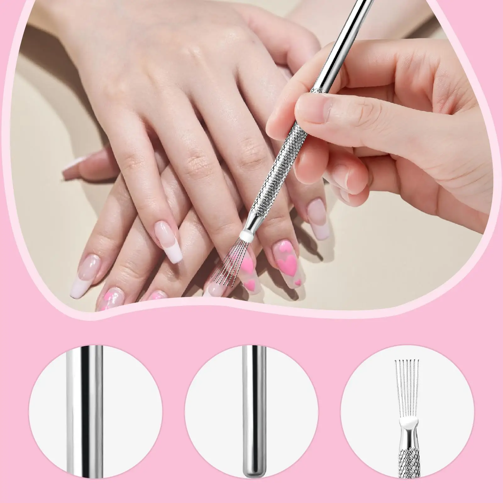 Professional Nail Art Pen with 7 Bendable Pins Thin Stripe Liner Brush for Manicure DIY and Nail Accessories