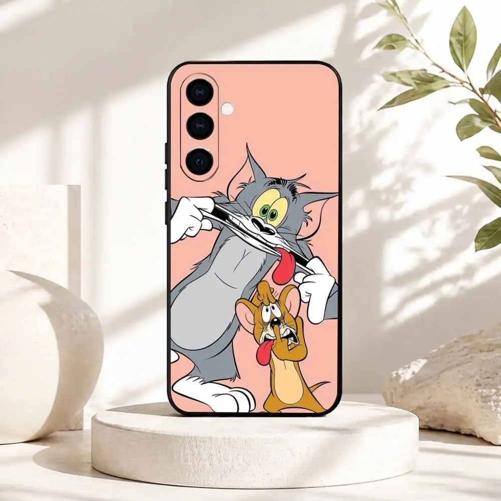 C-Cute cartoons TomS and JerryS Phone Case For Samsung Galaxy A73,A72,A71,A70,A53,A52,A51,Soft Silicone Black Cover view 6