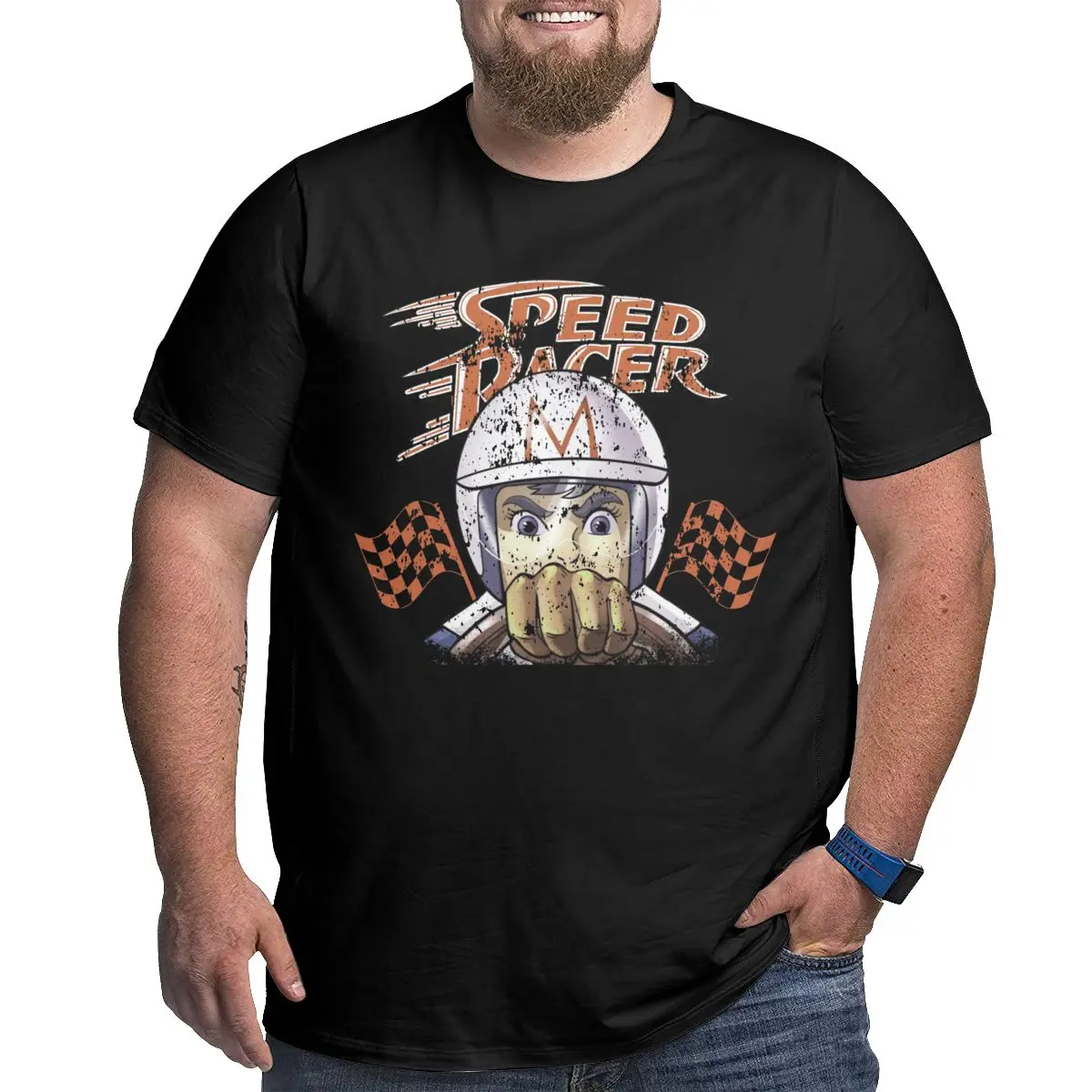 

Speed Racer Vintage Men's vintage clothing O Neck Big Tall Tees Cotton printed Tops Plus Size 4XL 5XL 6XL shirts graphic tee