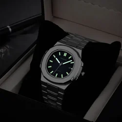 Men with Calendar Luminous Waterproof Steel Band Quartz Watch Nautilus Simple Sports Business Clock Relogio Masculino