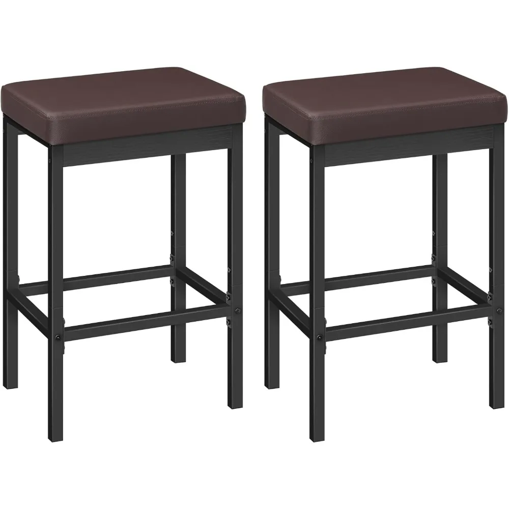 

Bar Stools, Set of 2 Barstools, 24.8-Inch Height Stools, Breakfast Barstools, Kitchen Bar Chairs, 2" Thick Upholstery, for Kitc