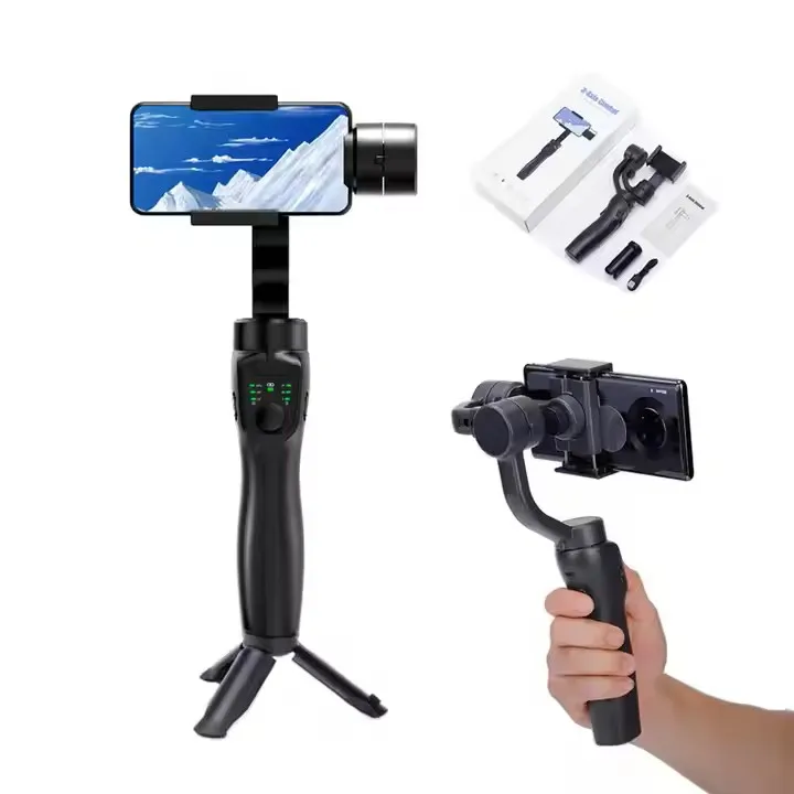 F8 3-in-1 360 Tripod Selfie Stick 3-Axis Gimbal Stabilizer with LED Light and 360 Auto Face Tracking Phone Holder