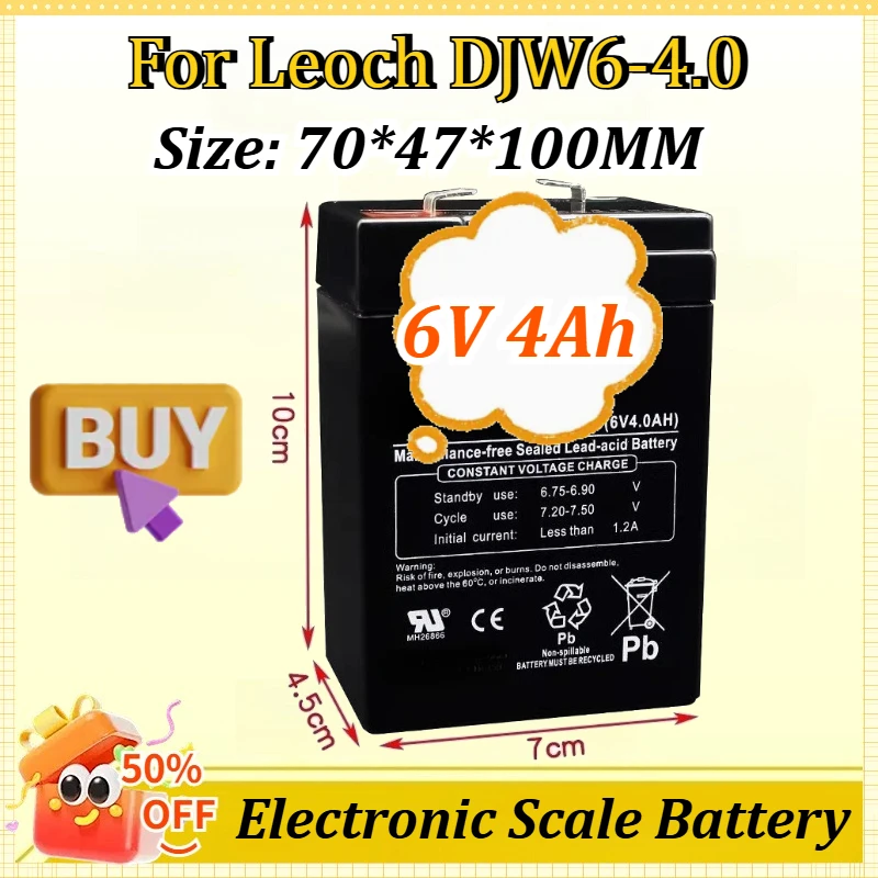 

DJW6-4.0 6V 4Ah Lead-Acid Battery for Electronic Platform Pricing Truck Scales for Kid's toy cars Electronic Scale Instruments