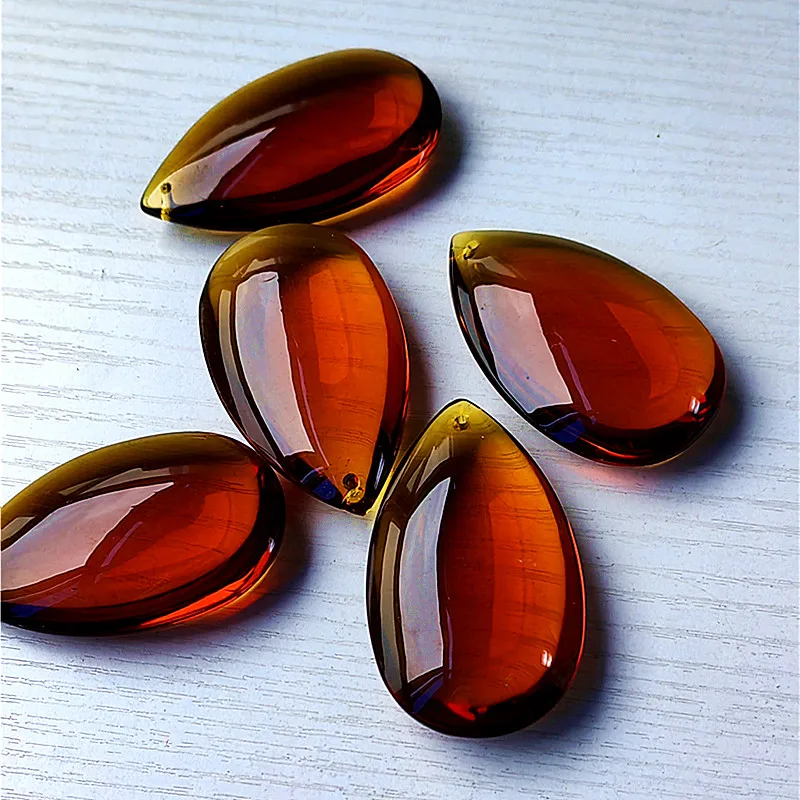 وصل جديد 5 قطعة 63 مللي متر الشاي السلس الكمثرى شكل الثريا المعلقات الزجاج إكسسوارات الستائر تعليق شجرة الكريسماس الديكور