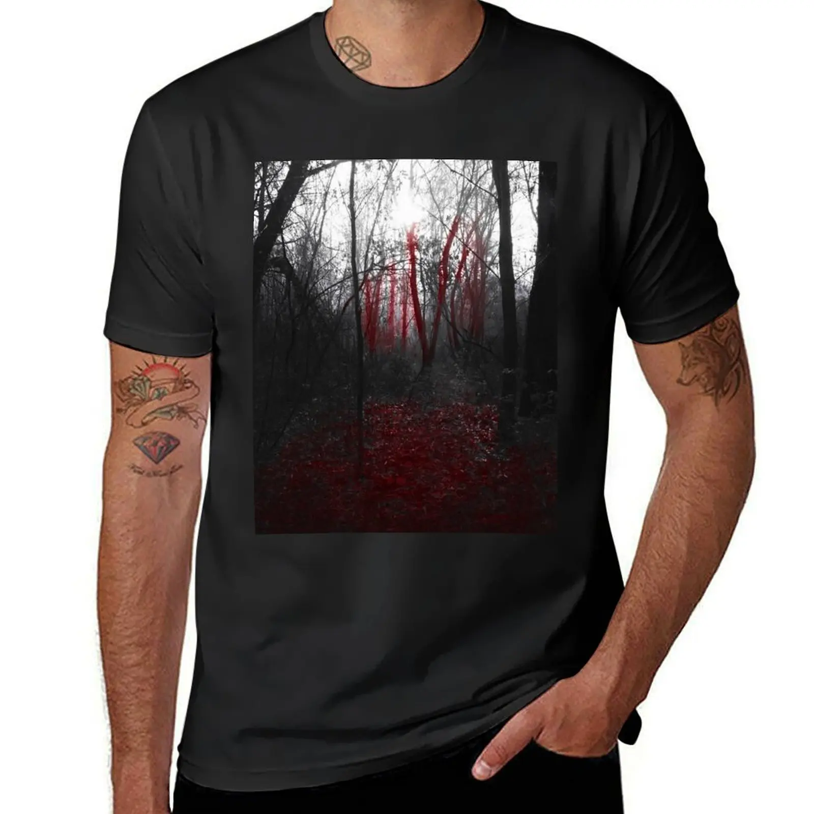 Morning forest, horror mood T-Shirt boys animal print tees blanks t shirts for men graphic