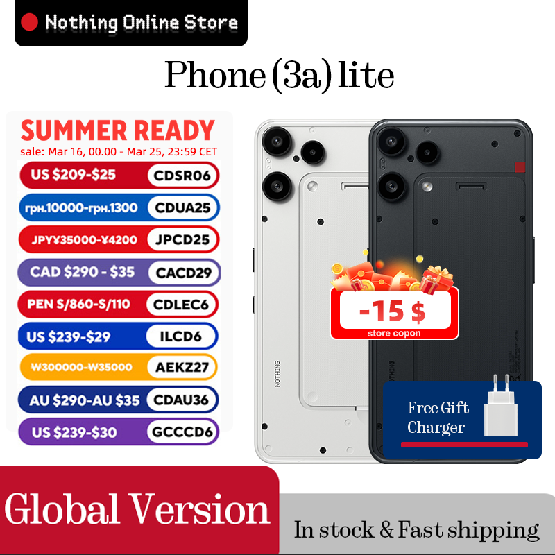  In Stock Nothing Phone (3a) lite Global Version MediaTek Dimensity 7300 Pro5G 6.77 AMOLED 120Hz 5000mAh  50MP Camare 