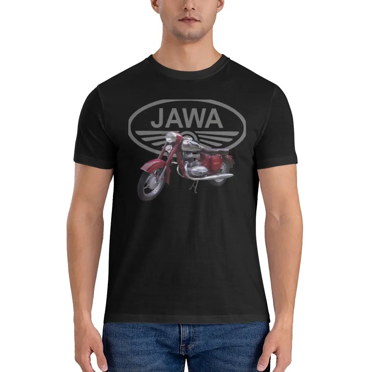 

Motorcycle Men's T Shirt Jawa Moto Creative Tees Short Sleeve Crewneck T-Shirts Cotton Adult Tops