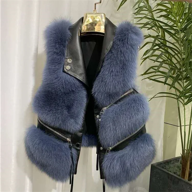 Winter New Korean Imitation Fox Fur Waistcoat Short Fur Vest Female Vestcoat sleeveless High Quality Fur Vest Jacket Women 2025