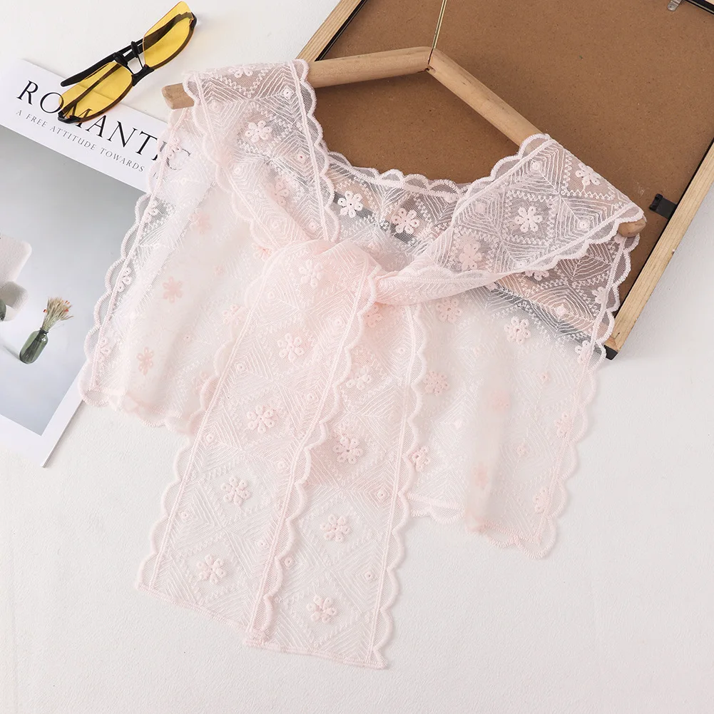 

Navy neck lace shawl lace scarf can be made of belt sweet cute embroidered mesh fake collar