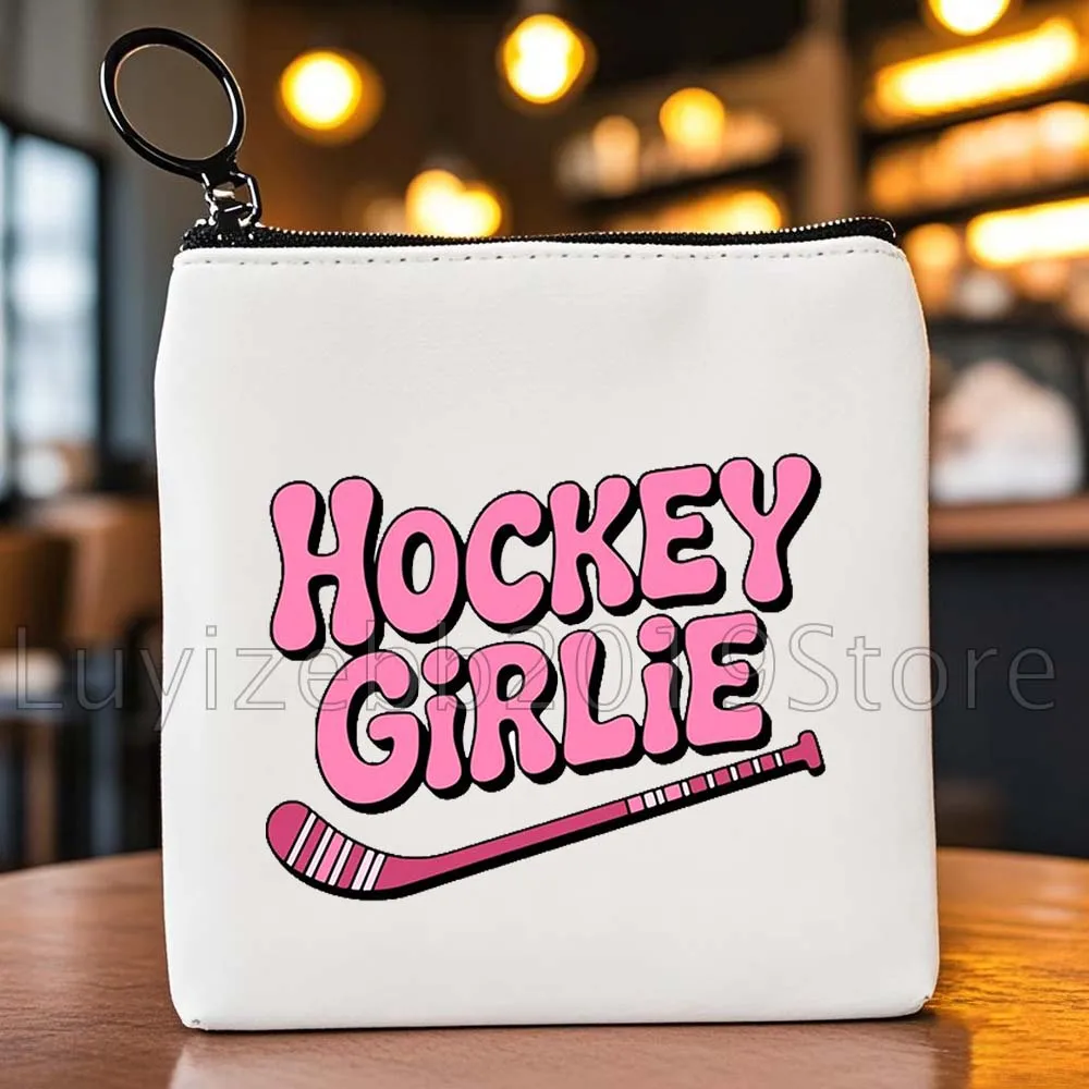 Dompet Koin Kanvas Hadiah untuk Pecinta Hoki Es, Tas Kotak Kecil untuk Perjalanan, Tempat Penyimpanan Lipstik, Kunci, Kartu, Dompet