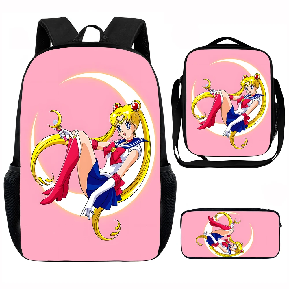 

Детский школьный рюкзак с рисунком S-sailor M-moon и сумками для обеда, сумками-карандашами, школьными сумками для мальчиков и девочек, лучший подарок
