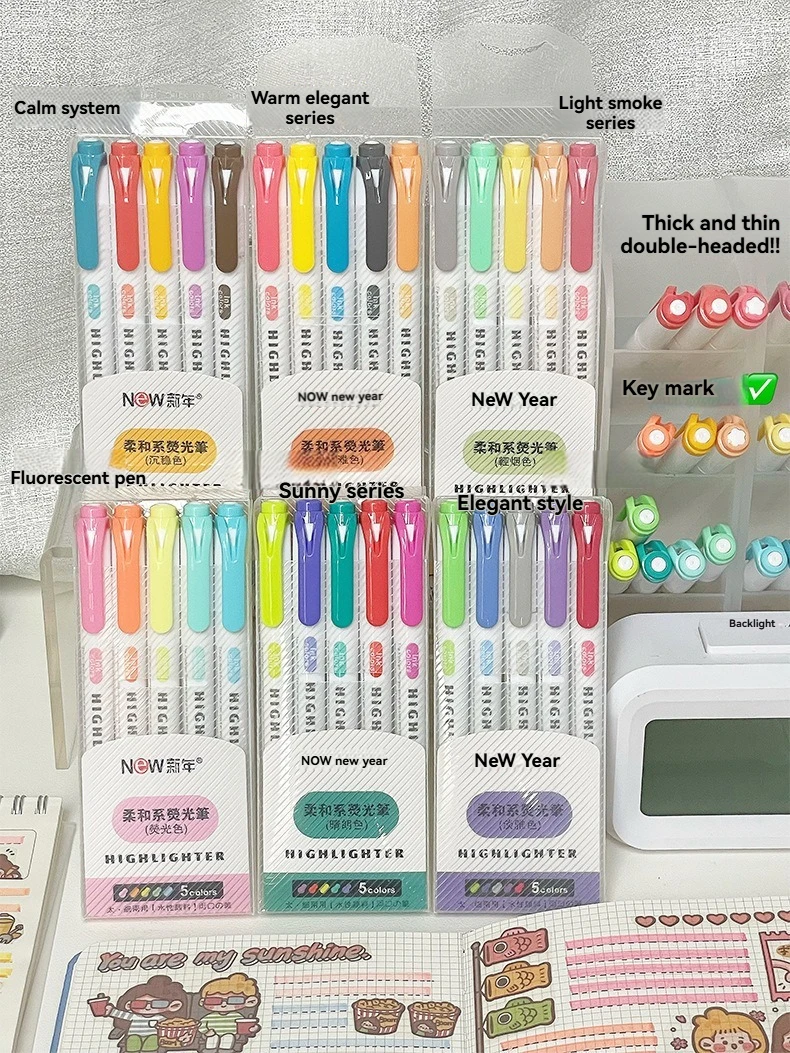 5/15PC Fluoreszierende Stift Set Student Kennzeichnung Strich Schlüssel Kennzeichnung Stift Hohe Schönheit Farbe Handbuch Stift Charge – Detail 7