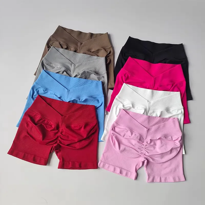European & American Style Butt Lifting Shorts, Back V-Waist Fitness Pants, Breathable Push-Up Booty Shorts for Workout