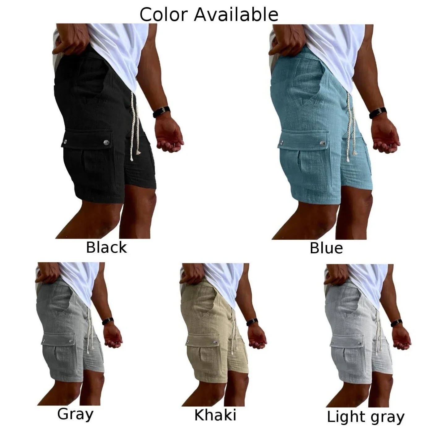 Hot Stylish Shorts Sports Elastic Waist Gray Khaki Light Gray M-3XL Men Shorts Solid Color Sports Summer Black