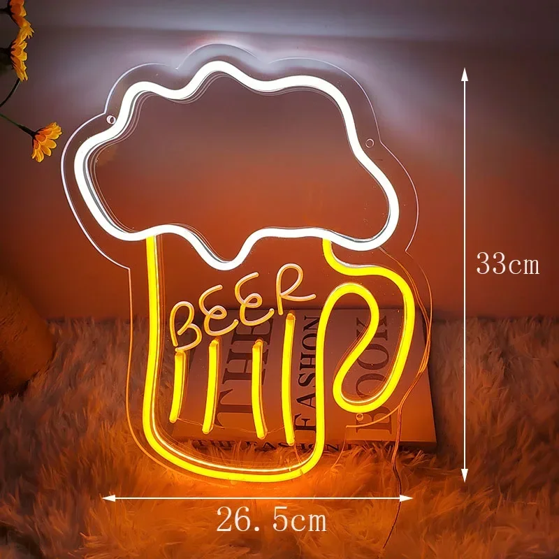 Beer Barrel Led Neon Sign Shop Bar Restaurant Hotel Decorative Light Neon Bedroom Wall Kitchen Christmas Decor Night Light USB