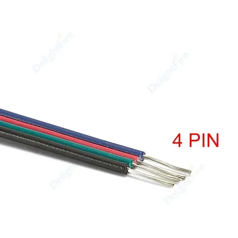 DelightFire 2 3 5 6 4-poliges Elektrokabel 22 20 18AWG PVC-verzinnter Kupferdraht Elektrokabel für LED-Streifen, Lautsprecher, Ventilatoren, Lichter, Solarmodule, DIY 4
