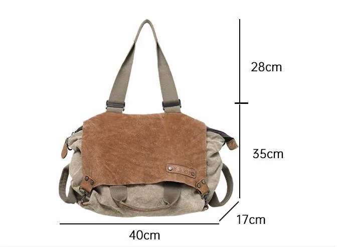 Retro Cowhide Leather With Canvas Women\'s Handabgs 2023 New Lady Tote Bag Large Capacity Shoulder Messenger Bag Luxury Fashion