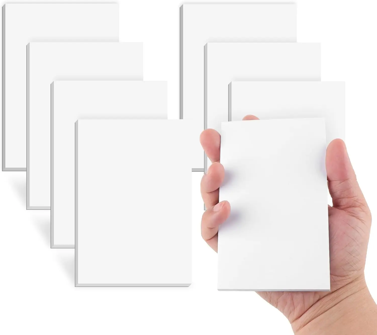 

8 Pack 3x5 Inch Blank Notepads, 50 Sheets Each, White Scratch Pads for Writing
