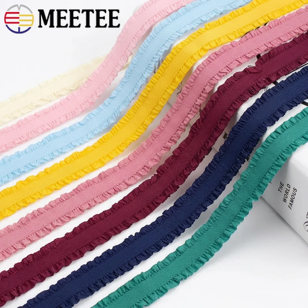 

5/10/20Yards 13mm Double Ruffle Elastic Band Underwear Bra Rubber Bands Belt Sling Lace Trim Stratch Tape DIY Sewing Accessories