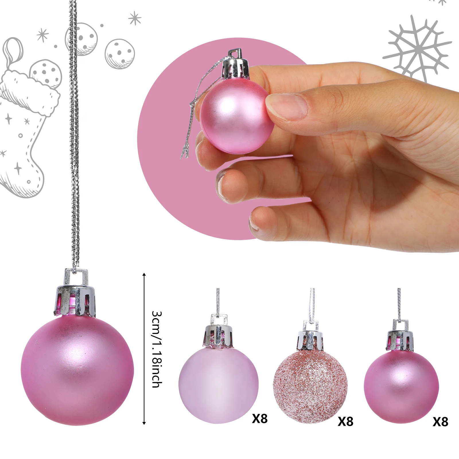 30mm Christmas Decor Baubles Tree Xmas Balls Party Wedding Ornament 24pcs 2025 Hppy New Year Christmas Hanging Accessories