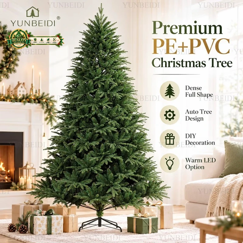 PE&PVC Artificial Christmas Tree Encryption Branches with USB Warm LED Light Xmas Tree 120-240cm Christmas Home Decoration Party