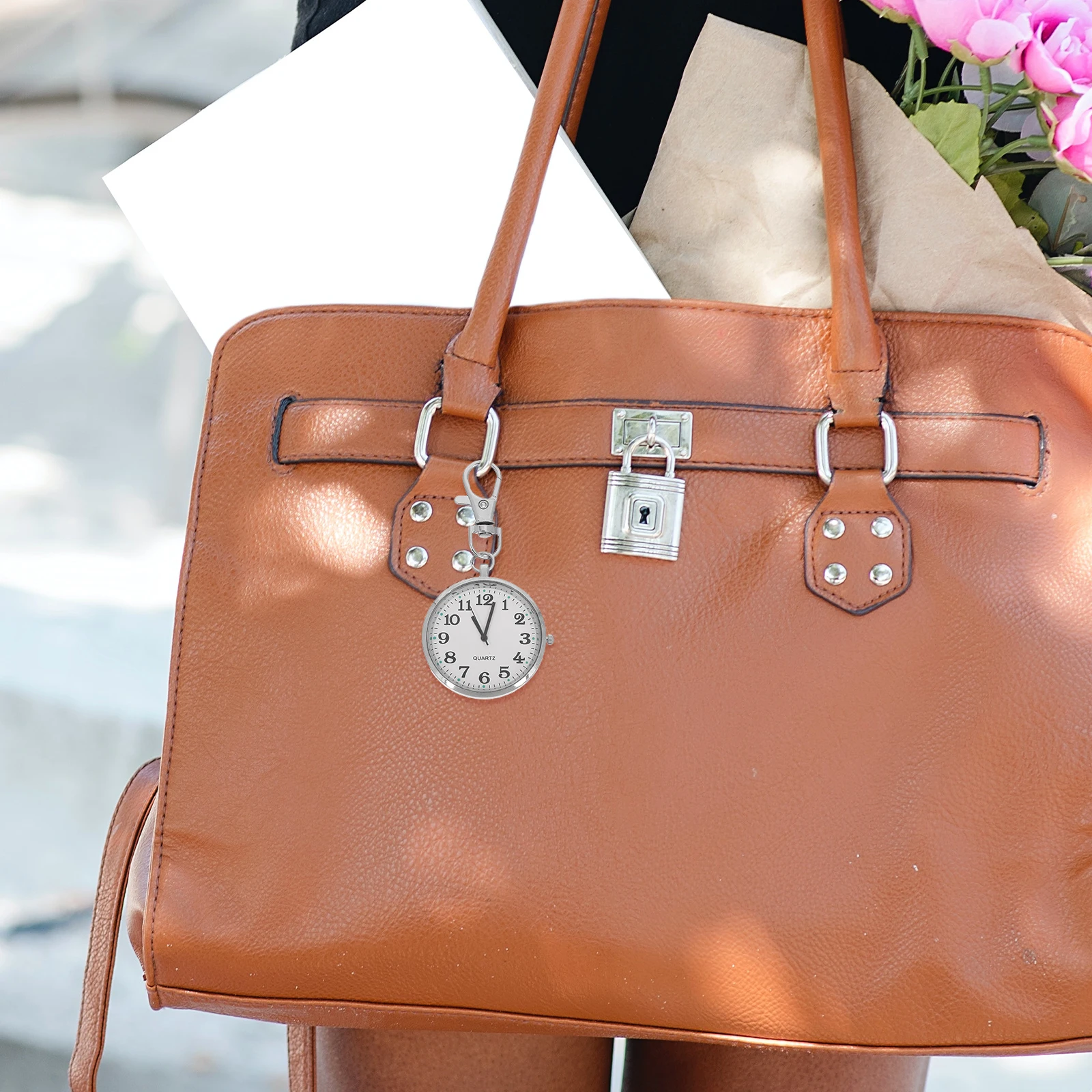 Relógio de bolso vintage com números grandes, chaveiro para idosos, exame, estudo, enfermagem, transparente, leve, metal, para mulheres e homens