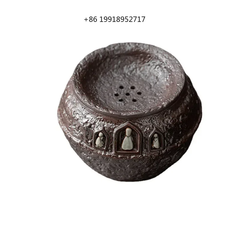 Dunhuang impression clean water wood fired round melt Jianshui raw mineral retro tea residue bucket coarse pottery pot teabearer