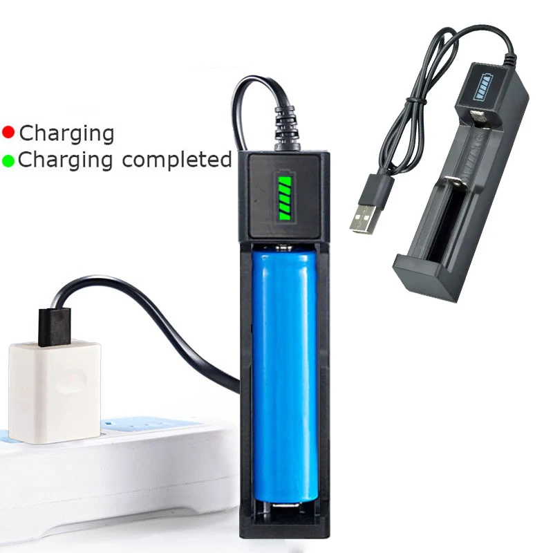 18650 USB Battery Charger Universal 1 Slot Smart Quick Charging For Rechargeable Lithium Batterie Charge 14500 21700 26650 14500