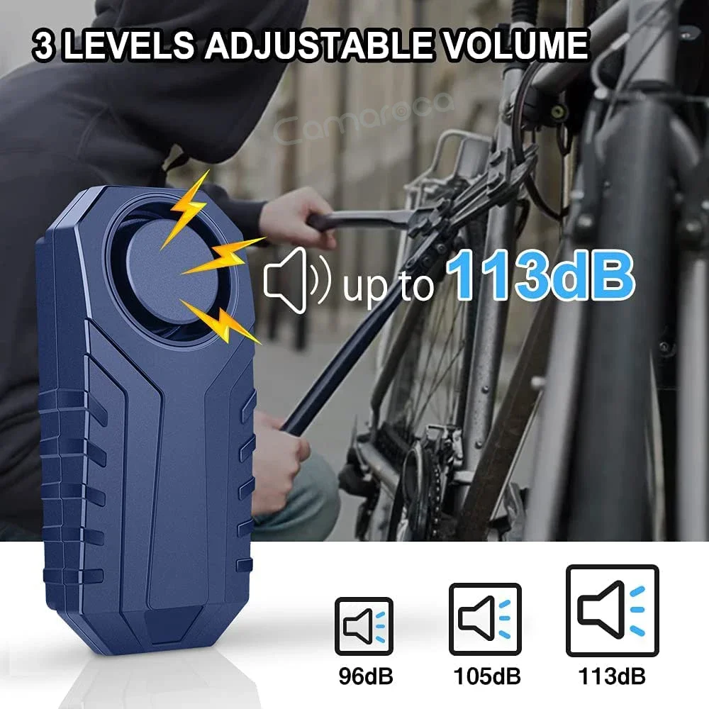 Imagem -03 - Camluxy 113db Alarme de Bicicleta Controle Remoto Conversor Catalítico Alarme sem Fio Anti Roubo Sensor Vibração Alarme Segurança da Bicicleta