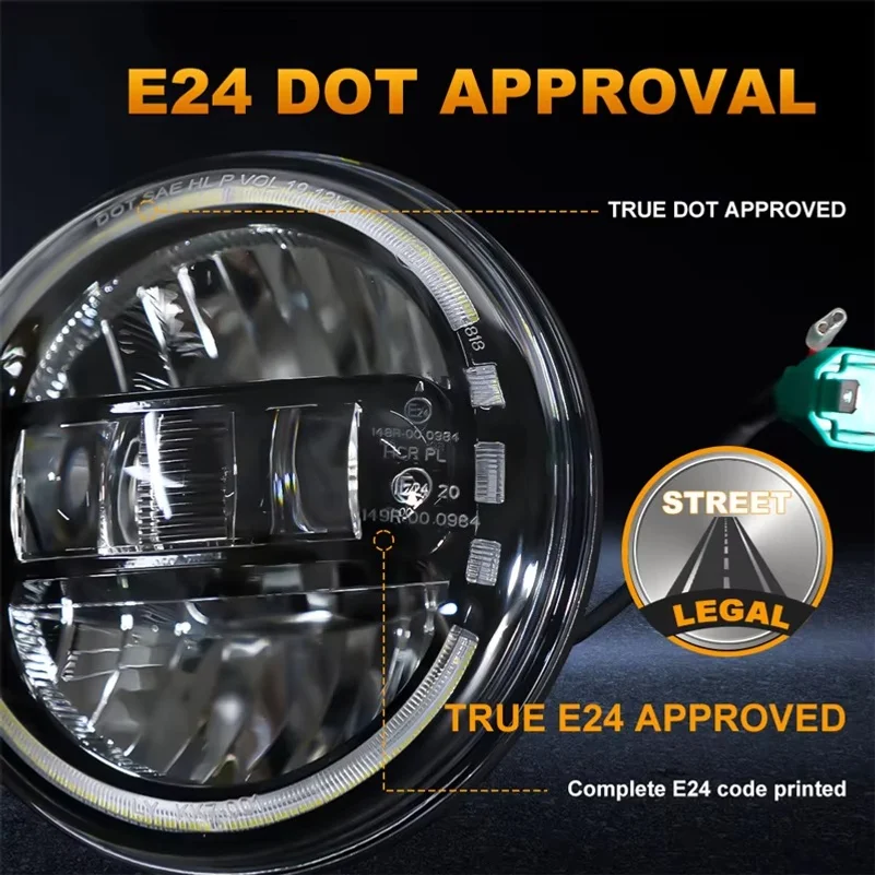 7 Inch Led Headlight H4 DRL Round 7'' Headlights Dot Emark Headlamp for Jeep Wrangler JK Lada Niva 4x4 For Suzuki Samurai SJ410