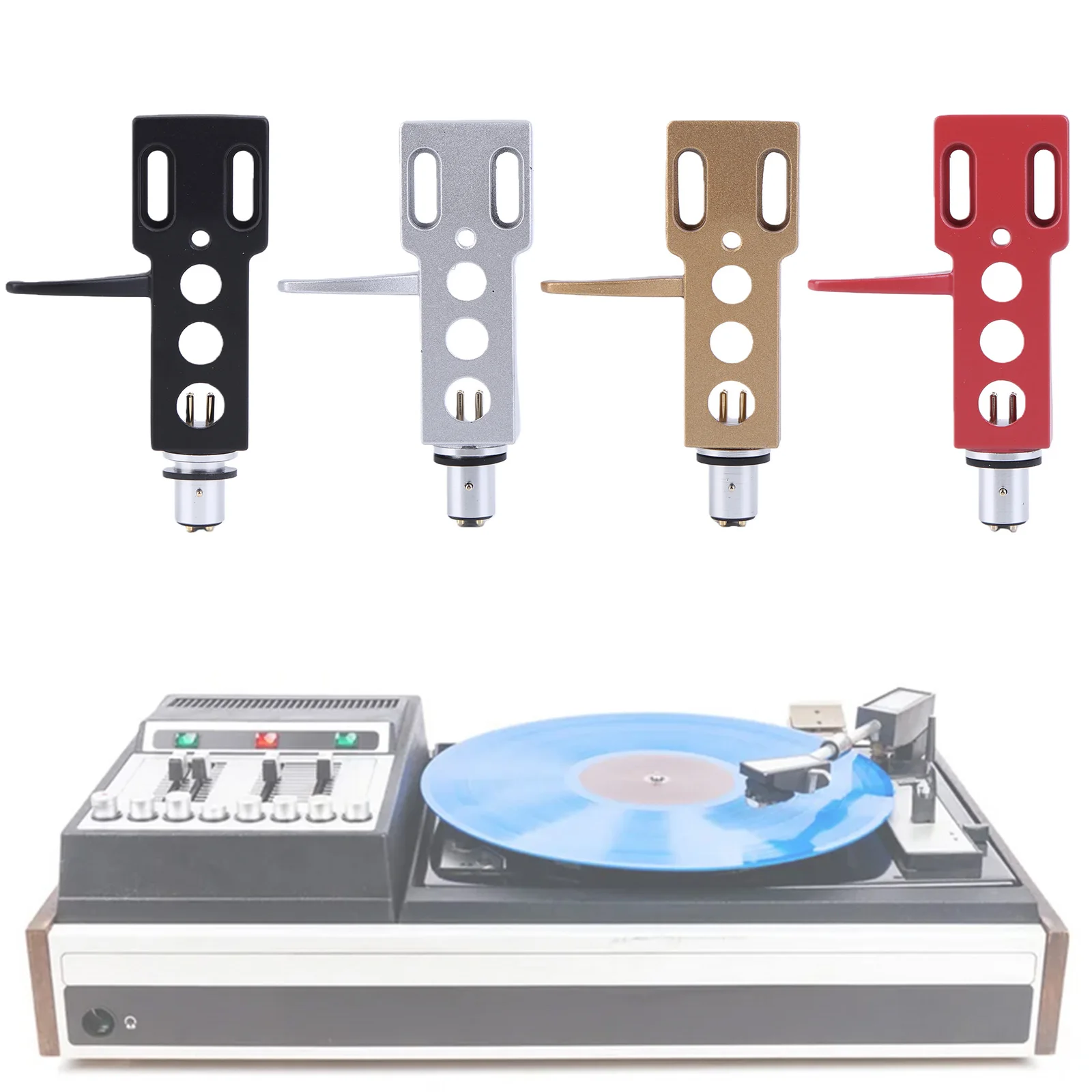 Cartridge Headshell Holder Kit with 4 Lead Wires Universal Phono Headshell for Most Record Player Replacement Headstands