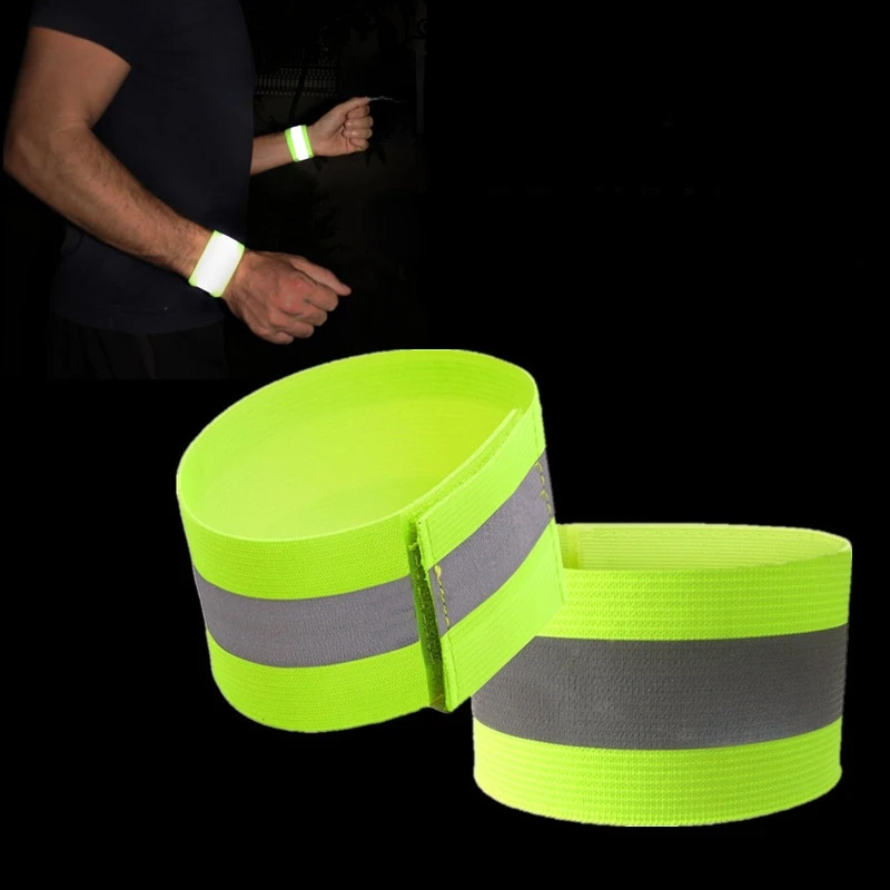 1 Pair Reflective Wristband Reflective Arm Bands Elasticated Reflective Strap Tape for Safety Reflector Tape for Night Warning