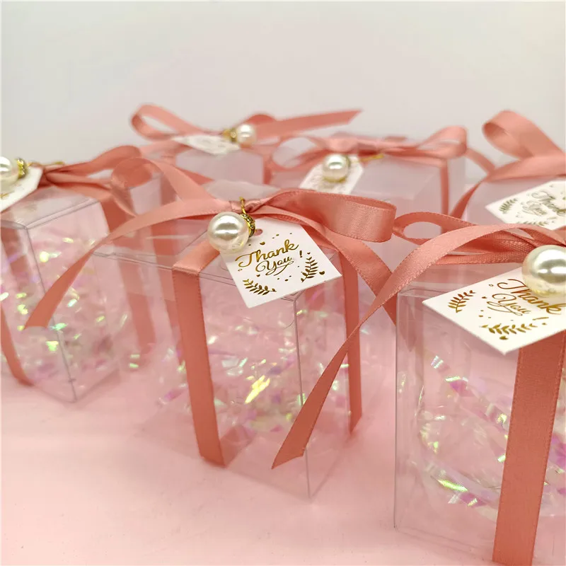 10/30/50pcs Matte PVC Gift Box for Newborn Wedding Favors Just For You Ribbon Thank You Tag Communion Details Guests Gift Bag