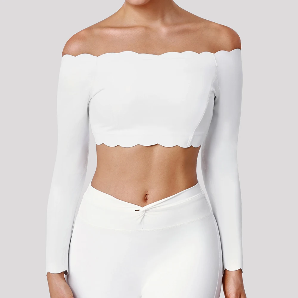 مثير واحد الكتف طويلة الأكمام النساء اليوغا قمصان المحاصيل الأعلى طويلة الأكمام للنساء اليوغا الرياضة اللياقة البدنية الصالة الرياضية الملابس تجريب القمم