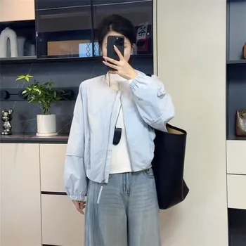 Korean Version Simple Women's Round Neck Solid Color Short Coat 2026 Spring New Female Casual Loose Jacket Joker Little Overwear 3