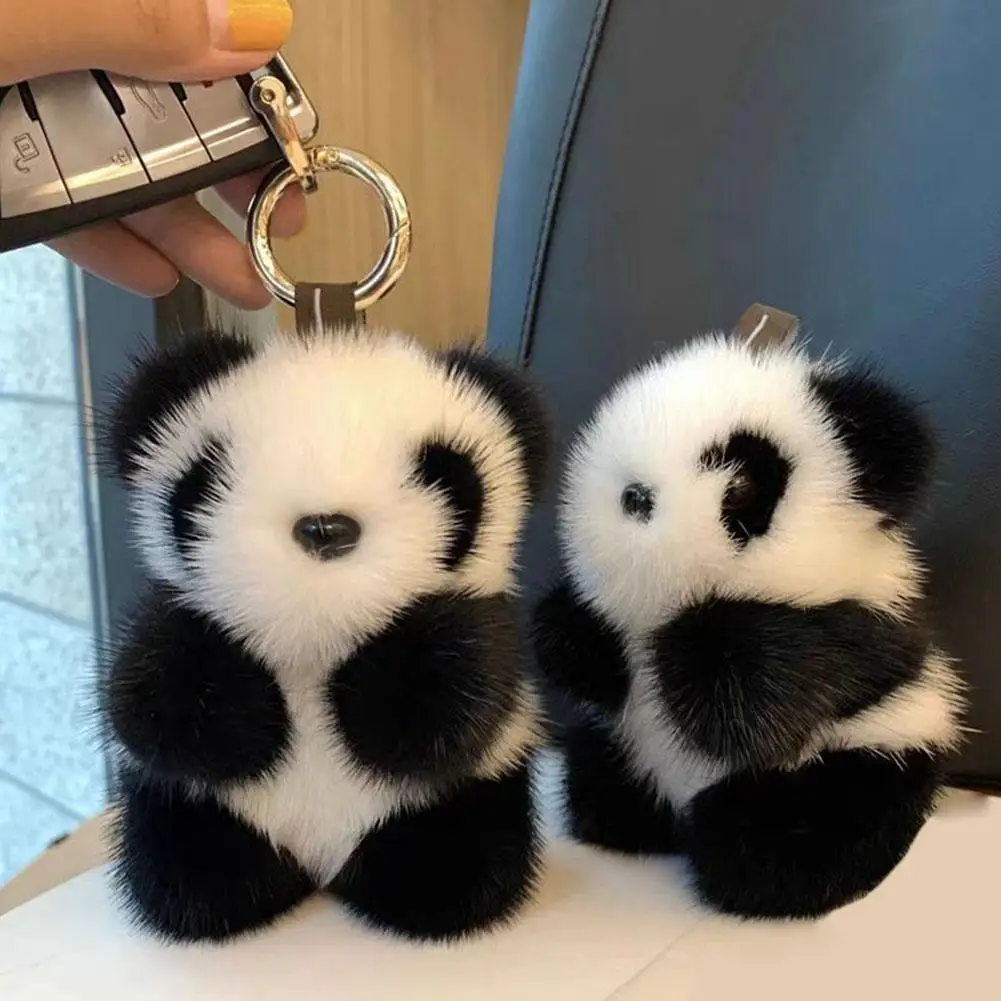لطيف الباندا ألعاب من نسيج مخملي المفاتيح حقيبة بنقوش كرتونية قلادة اكسسوارات سيارة مفتاح سلسلة صغيرة الباندا أفخم دمية صغيرة الباندا المفاتيح