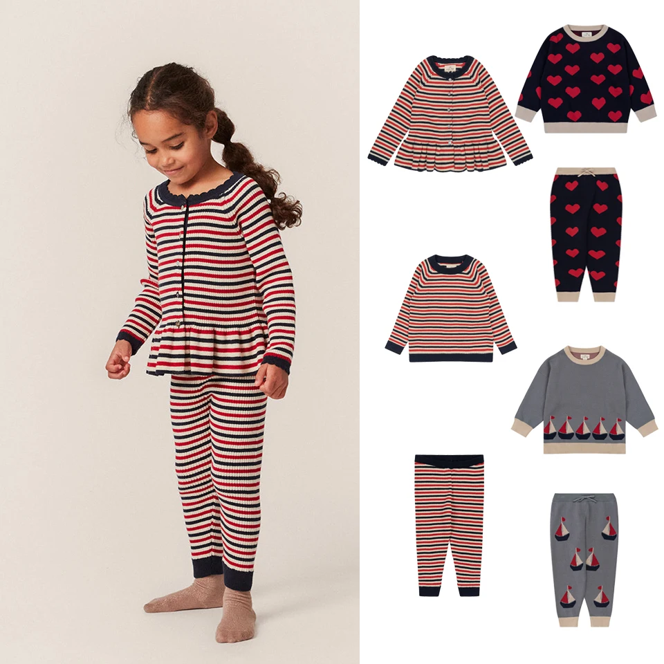 KS Brand Baby Girl Clothes Set Children Sweater And Pant Suit Kids Knit Sweater Newborn Long Sleeve Clothes Kids Pullover Tops