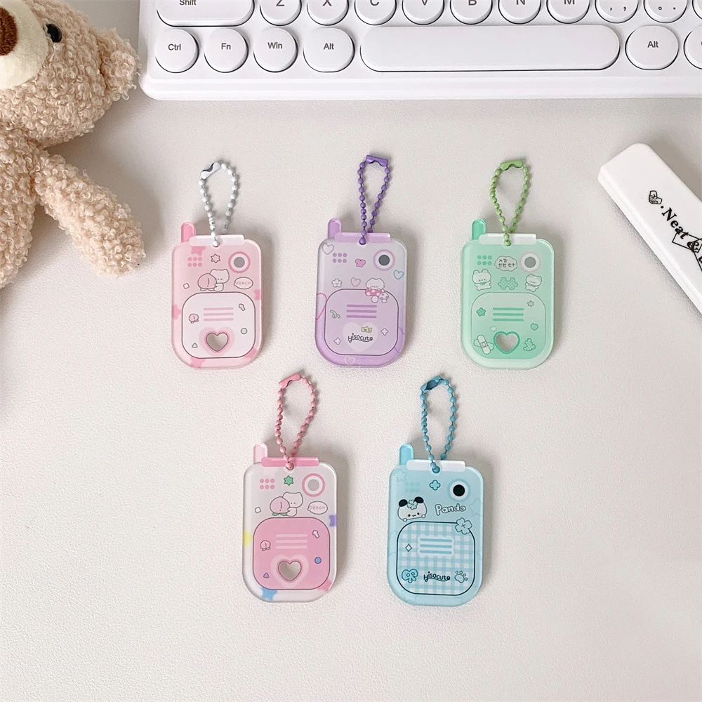 1 inch mobile phone modeling transparent photo frame pendant certificate photos key chain idol pendant