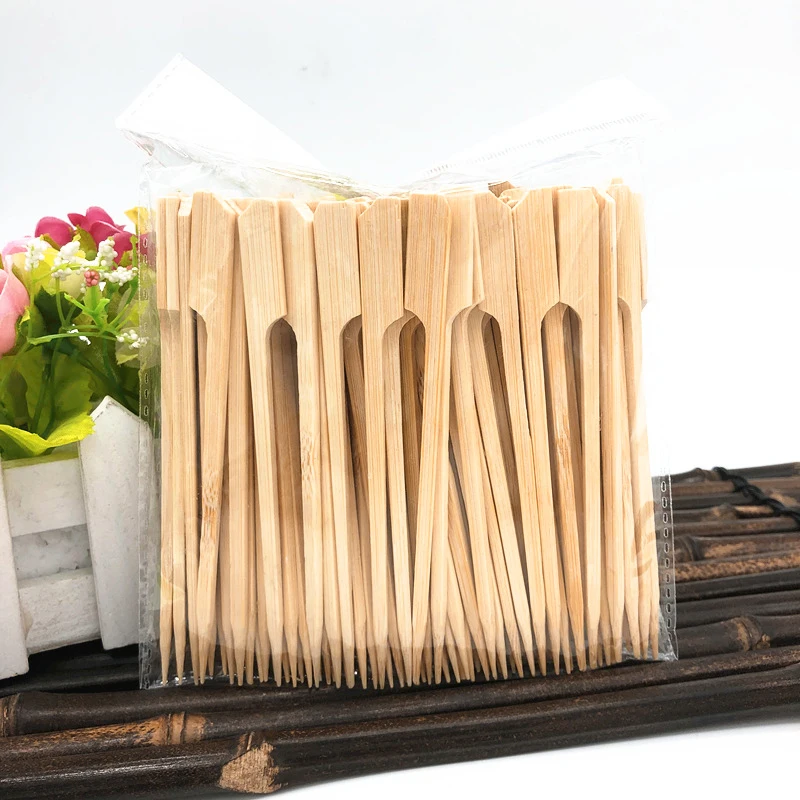 100Pcs BBQ Bamboo Skewers Natural Wood Barbecue Sticks Bamboo Skewer For Grill Parties Cocktail Buffets Meat Fruit 9Cm 12Cm