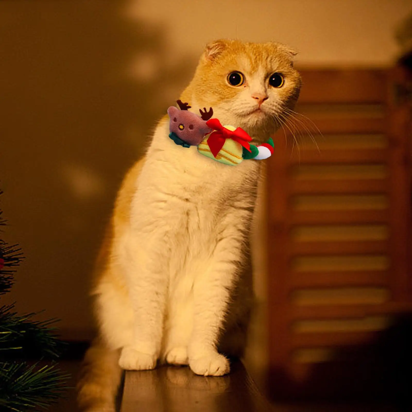 Christmas Cat Collar Adjustable Pet Dog Necklace Collar for Festival Cosplay