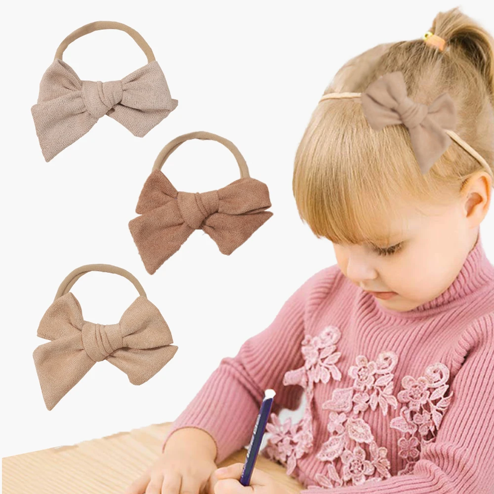 

3Pcs/Set Girls Bows Headband Nylon Elastic HairBands for Children Solid Color Soft Newborn Baby Hair Accessories Toddler Gifts