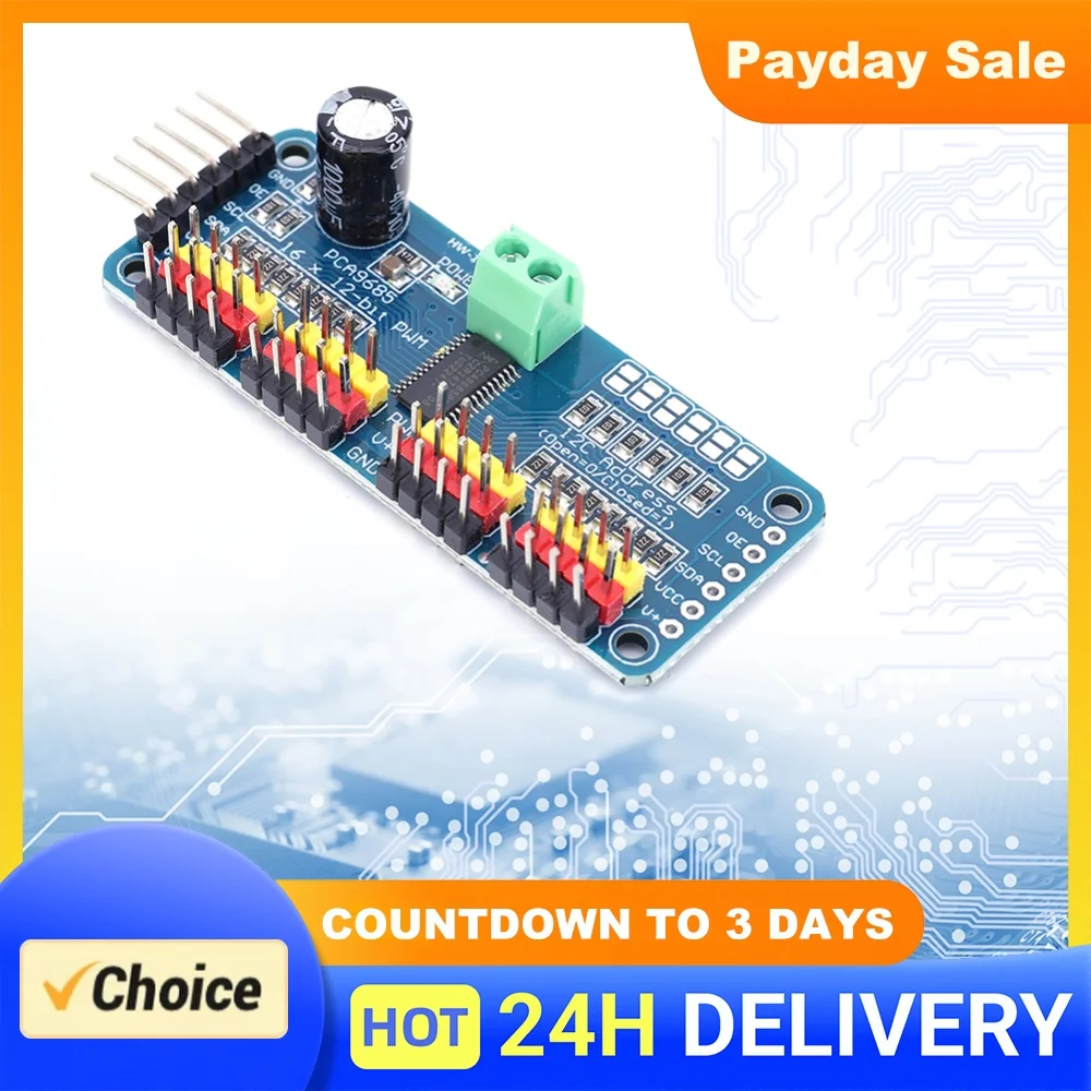 PCA9685 PWM for SERVO Motor Driver IIC Interface 16 Channel 12-Bit PWM for SERVO Motor Driver Board Controller for Arduino Robot
