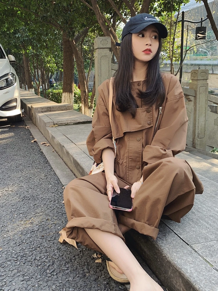 

Женский комбинезон Ele Workwear: модный, с высокой талией, длинные брюки, классический, тонкий, для повседневной носки